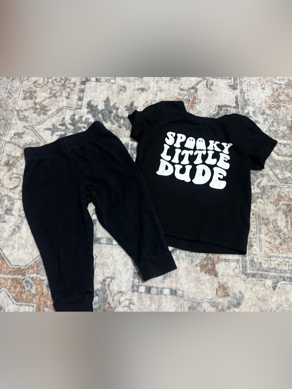 Cat & Jack Black Sweatshirt and Joggers Set with White Graphic